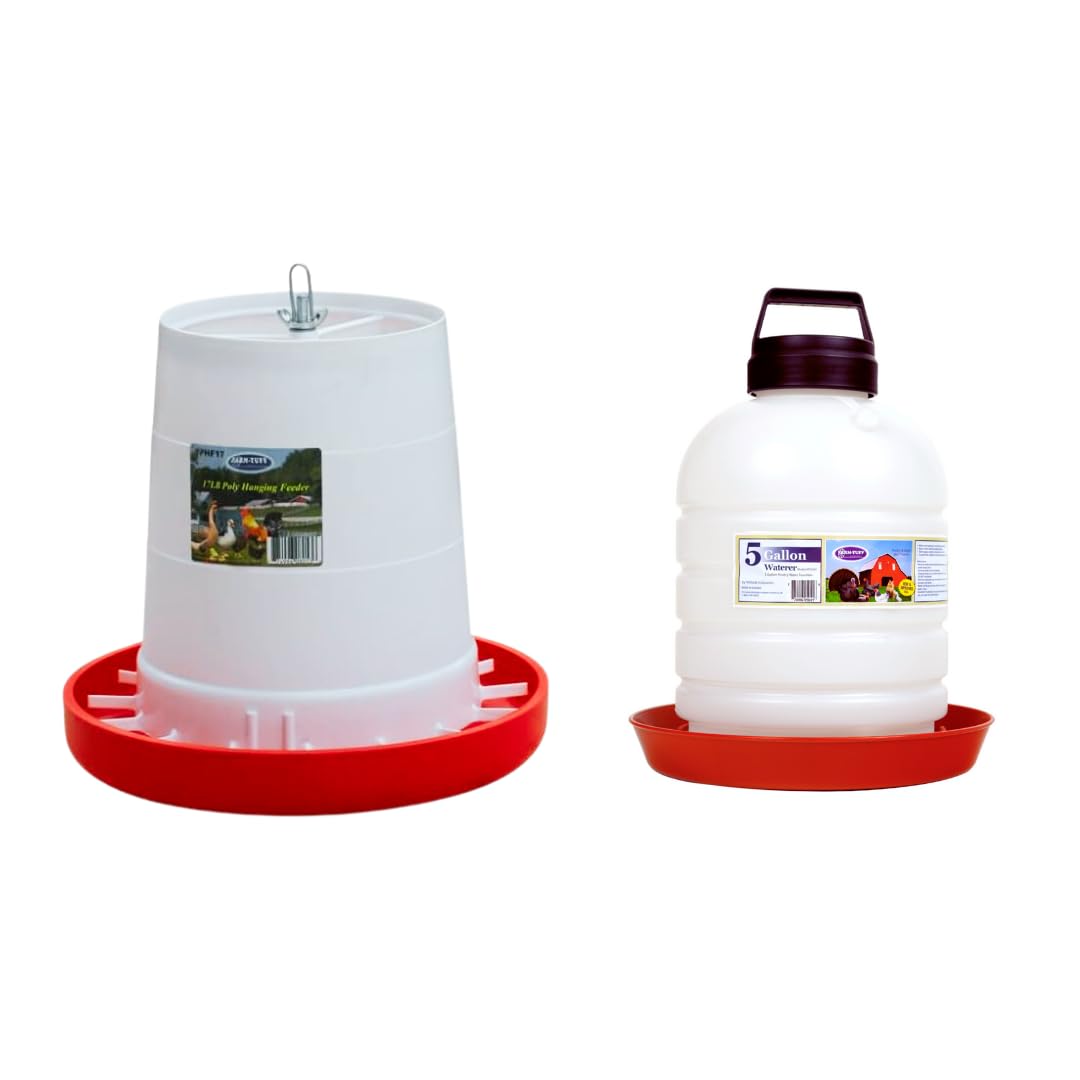 5 Gallon Automatic Poultry Waterer and Feeder Combo Pack C274