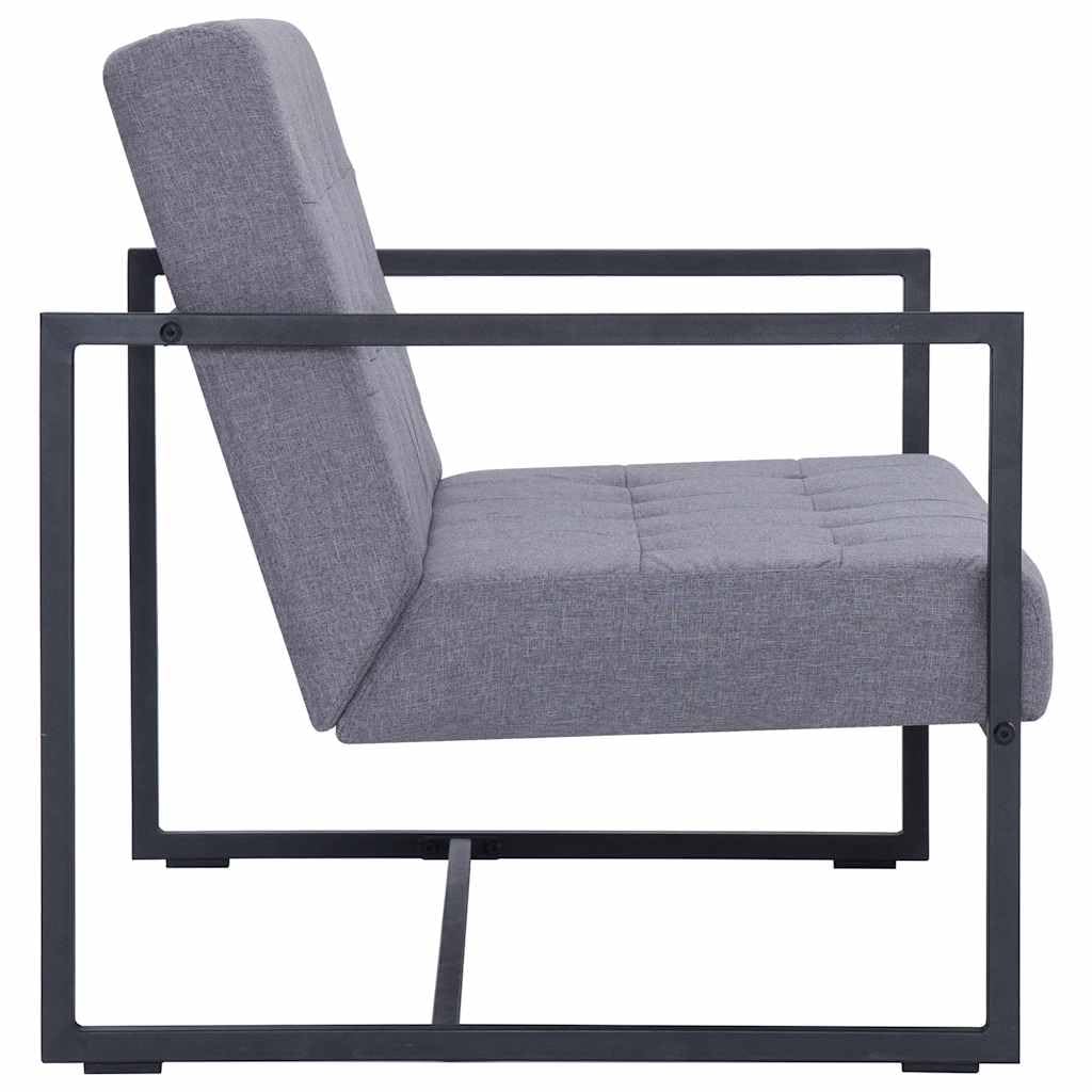 Light Gray Fabric 2 Seater Loveseat Sofa with Steel Legs N821385