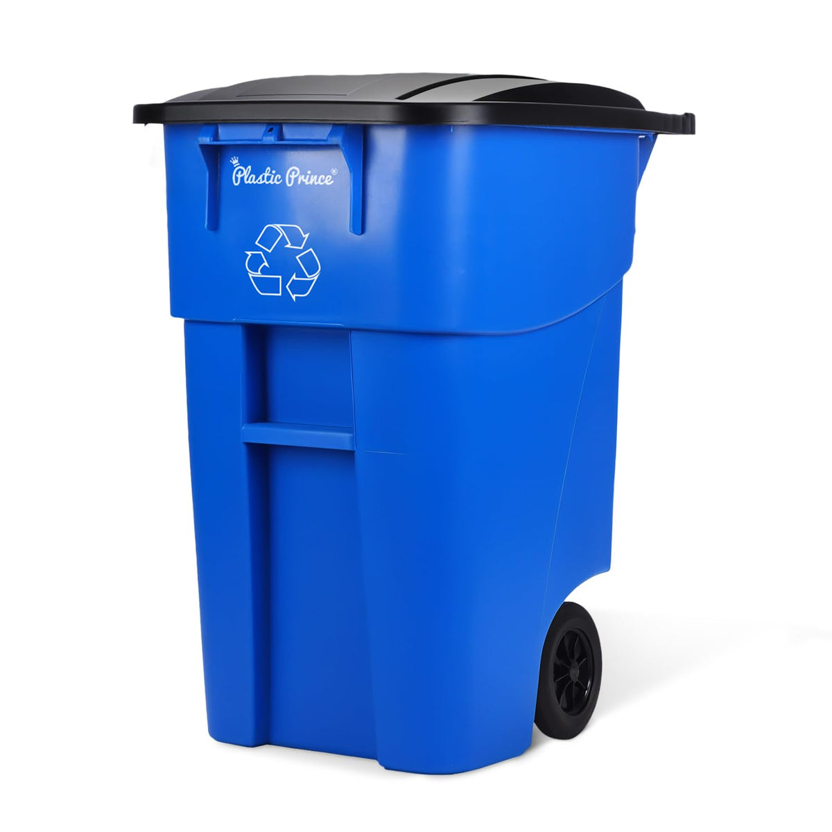 50 Gallon Blue Plastic Trash Can with Lid and Wheels C97492