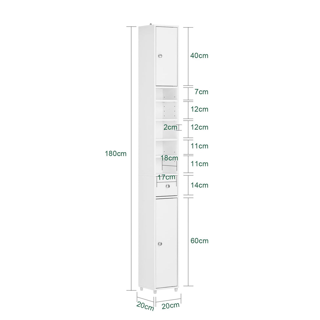 Narrow White Bathroom Storage Cabinet F835596