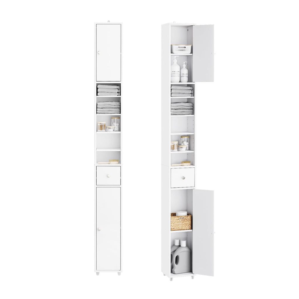 Narrow White Bathroom Storage Cabinet F835596