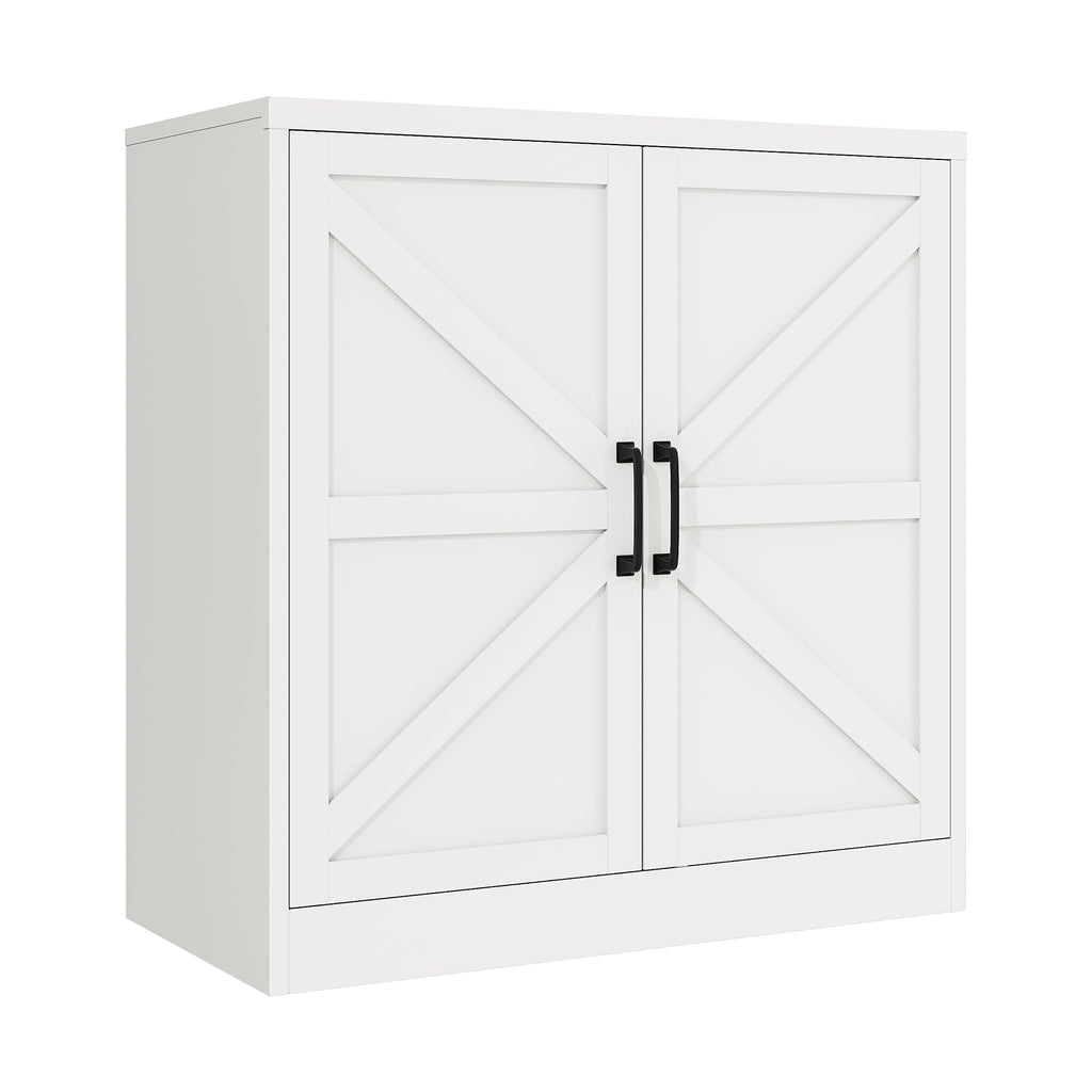 White 36" Metal Storage Cabinet with Doors and 2 Adjustable Shelves Y48380