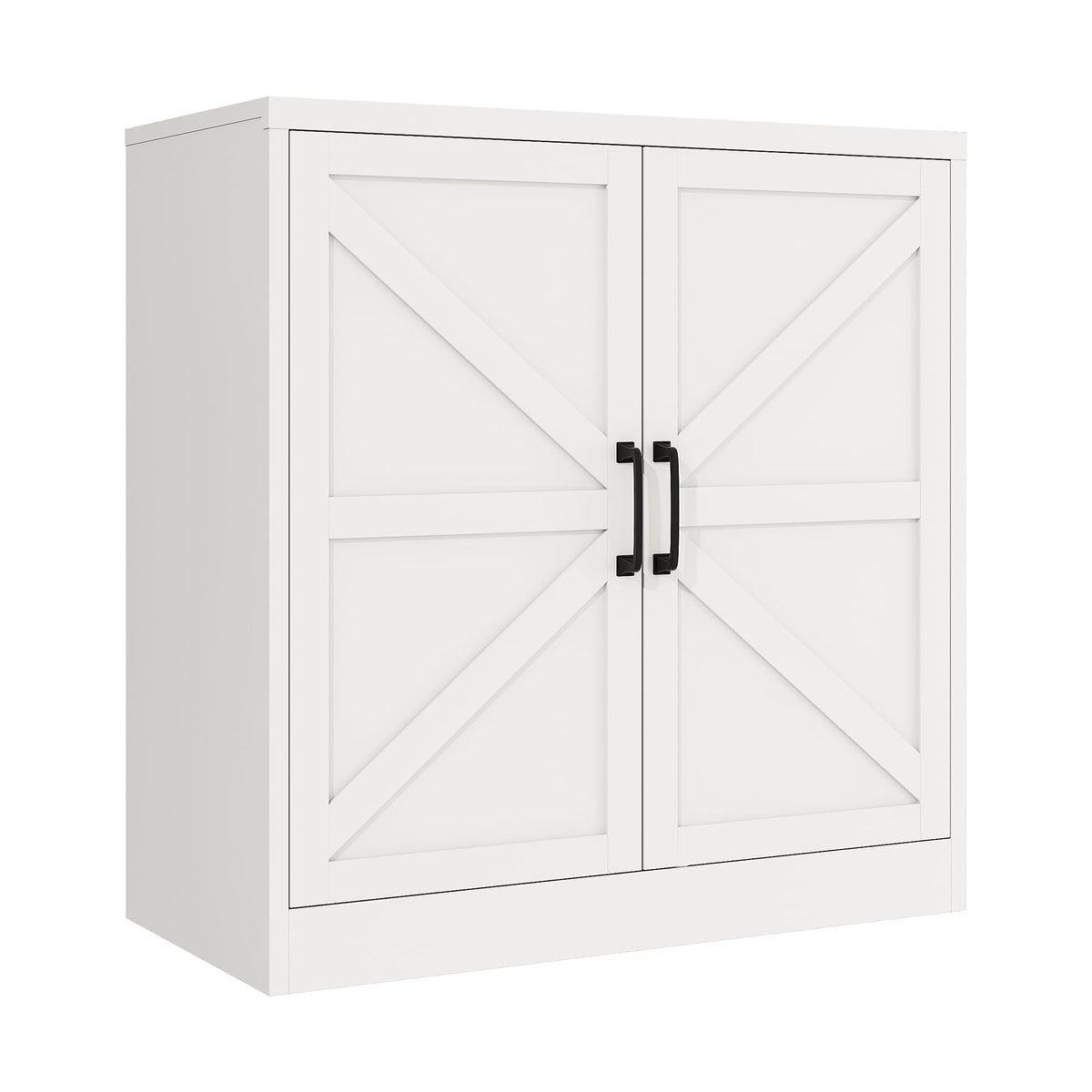 White 36" Metal Storage Cabinet with Doors and 2 Adjustable Shelves Y48380