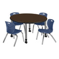 48" Round Mobile Table with 4 Navy Blue Chairs P189