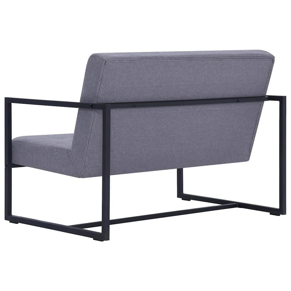 Light Gray Fabric 2 Seater Loveseat Sofa with Steel Legs N821385