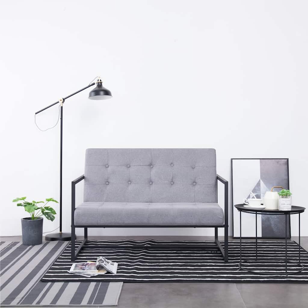 Light Gray Fabric 2 Seater Loveseat Sofa with Steel Legs N821385