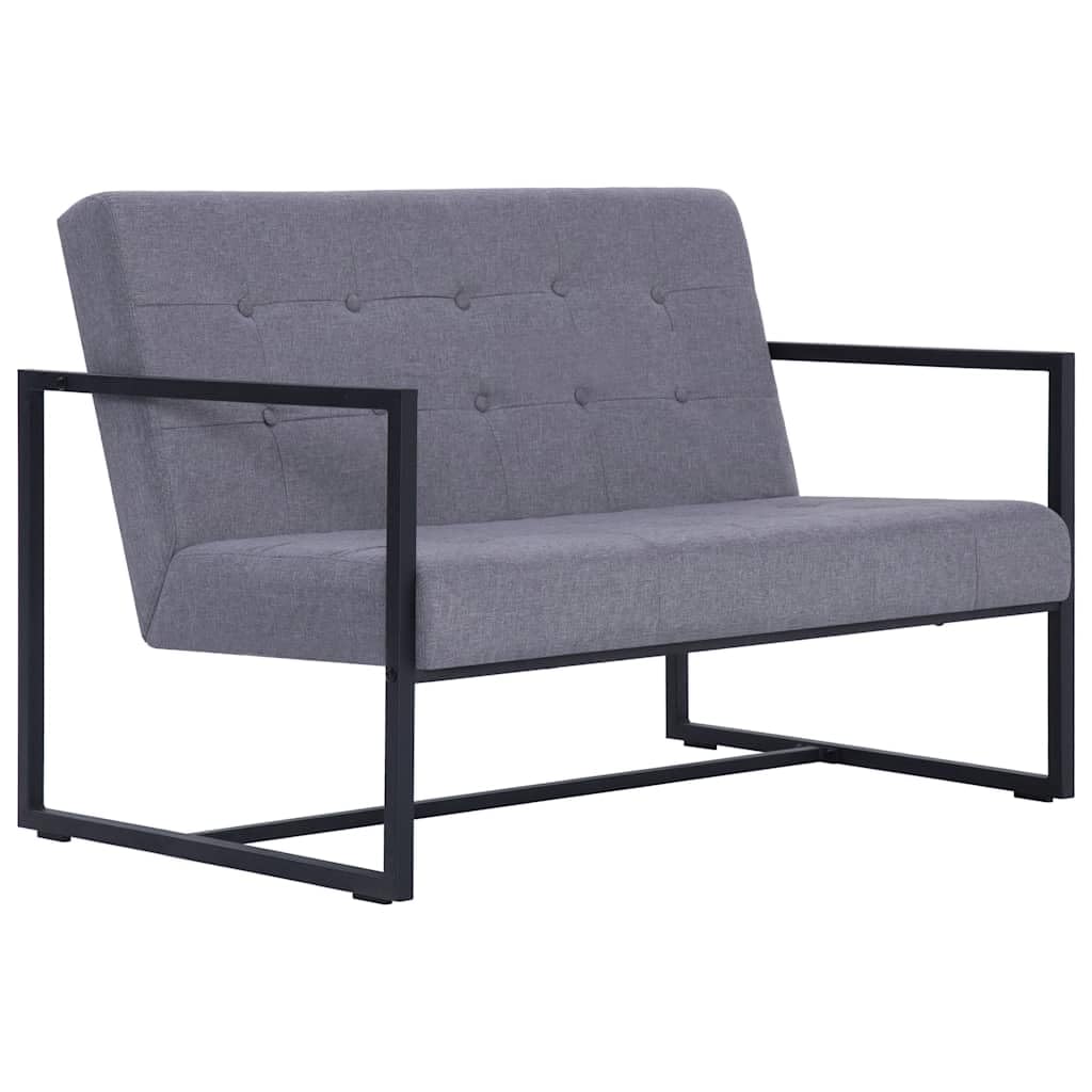Light Gray Fabric 2 Seater Loveseat Sofa with Steel Legs N821385