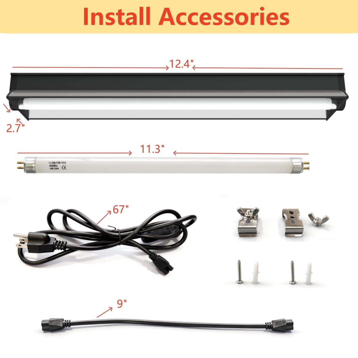 8W T5 UVB UVA Reptile Light Fixture and Bulb Kit J4980