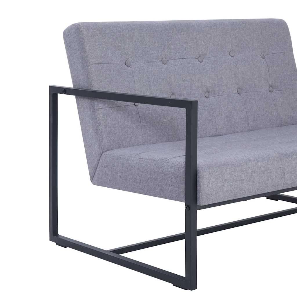 Light Gray Fabric 2 Seater Loveseat Sofa with Steel Legs N821385