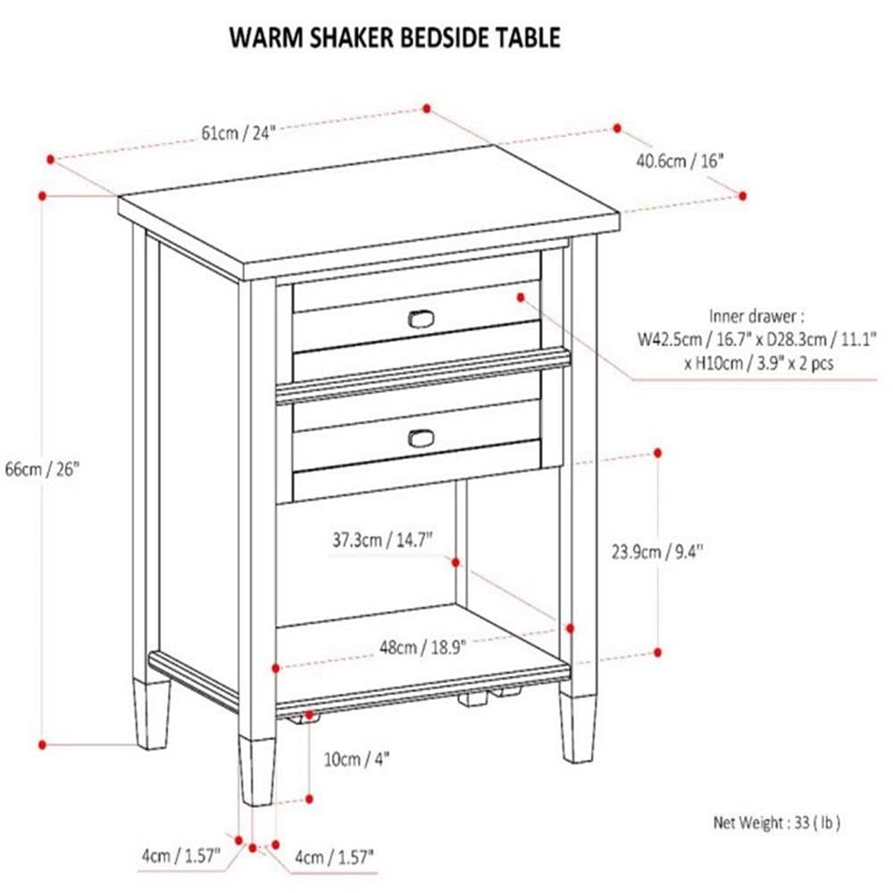 2-Piece Wood 24" Bedside Nightstand Table Set G154