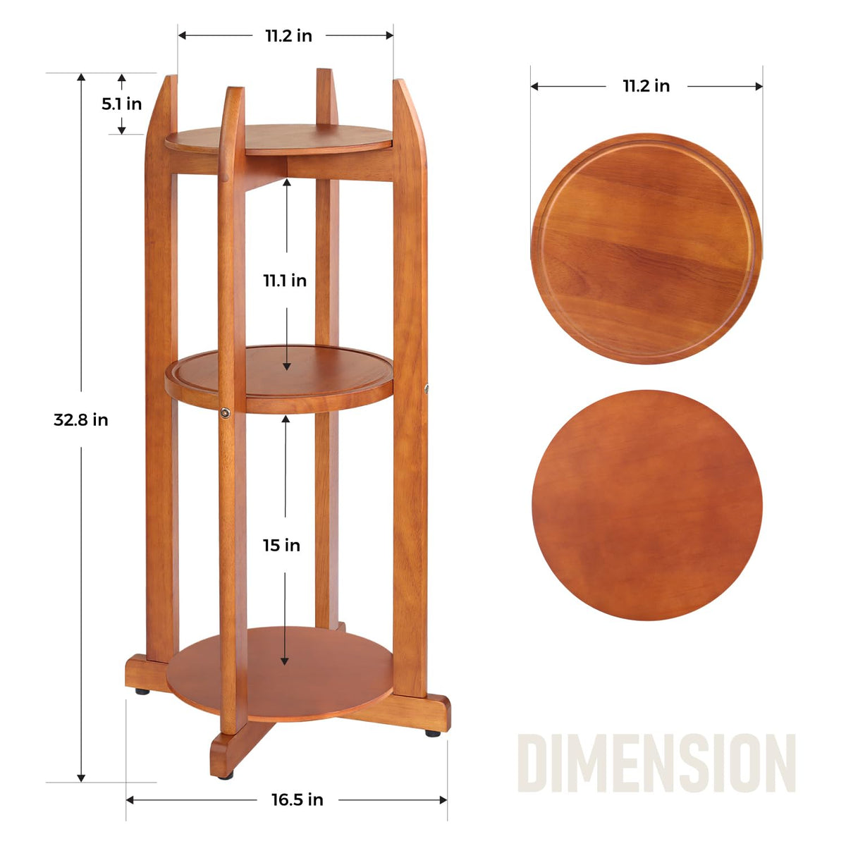 Solid Wood Water Dispenser Floor Stand with 3 Shelves Z18823