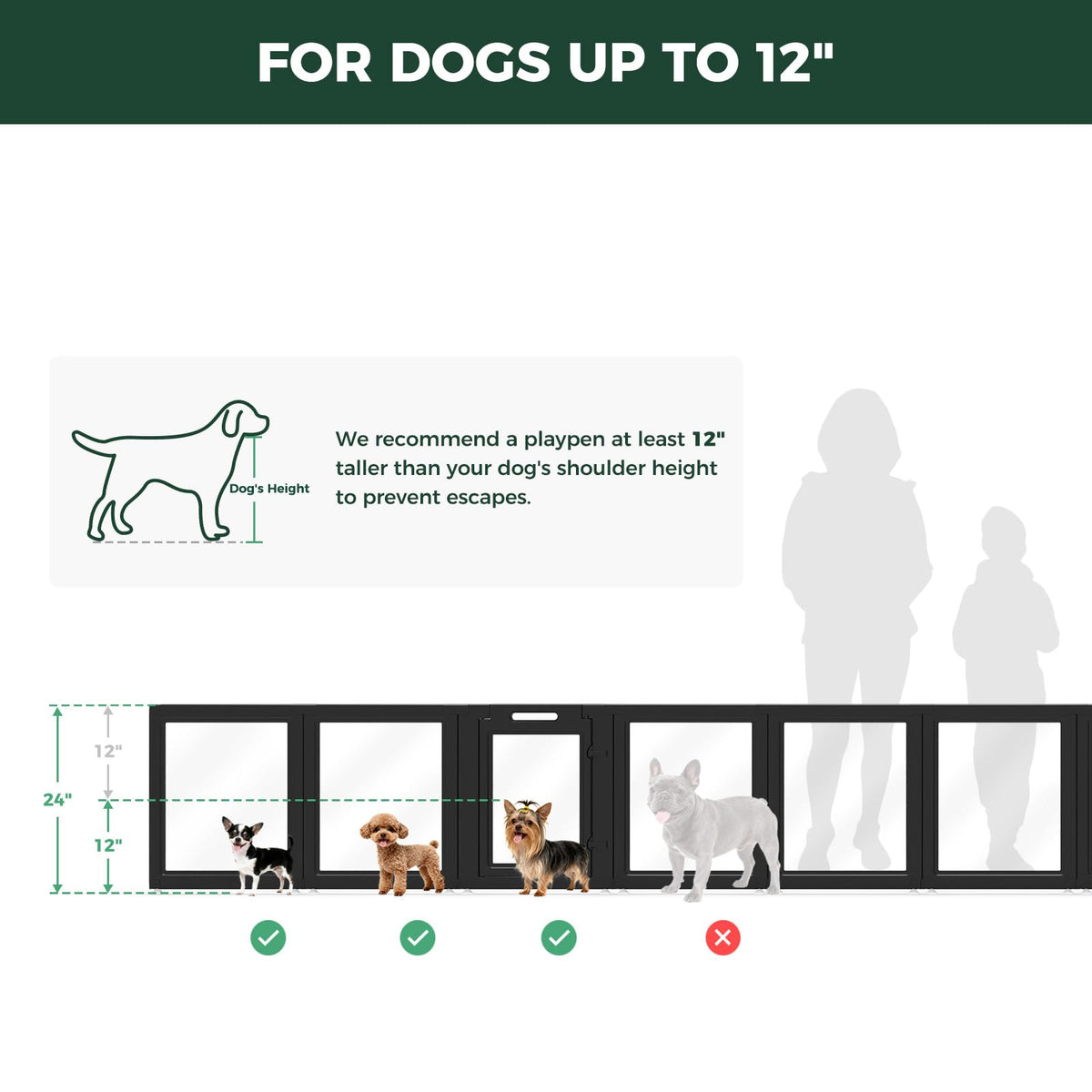 Clear Acrylic 24" H 16 Panels Dog Playpen Q935177