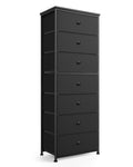 Tall Fabric 7 Drawer Dresser with Steel Frame Wood Top E2364