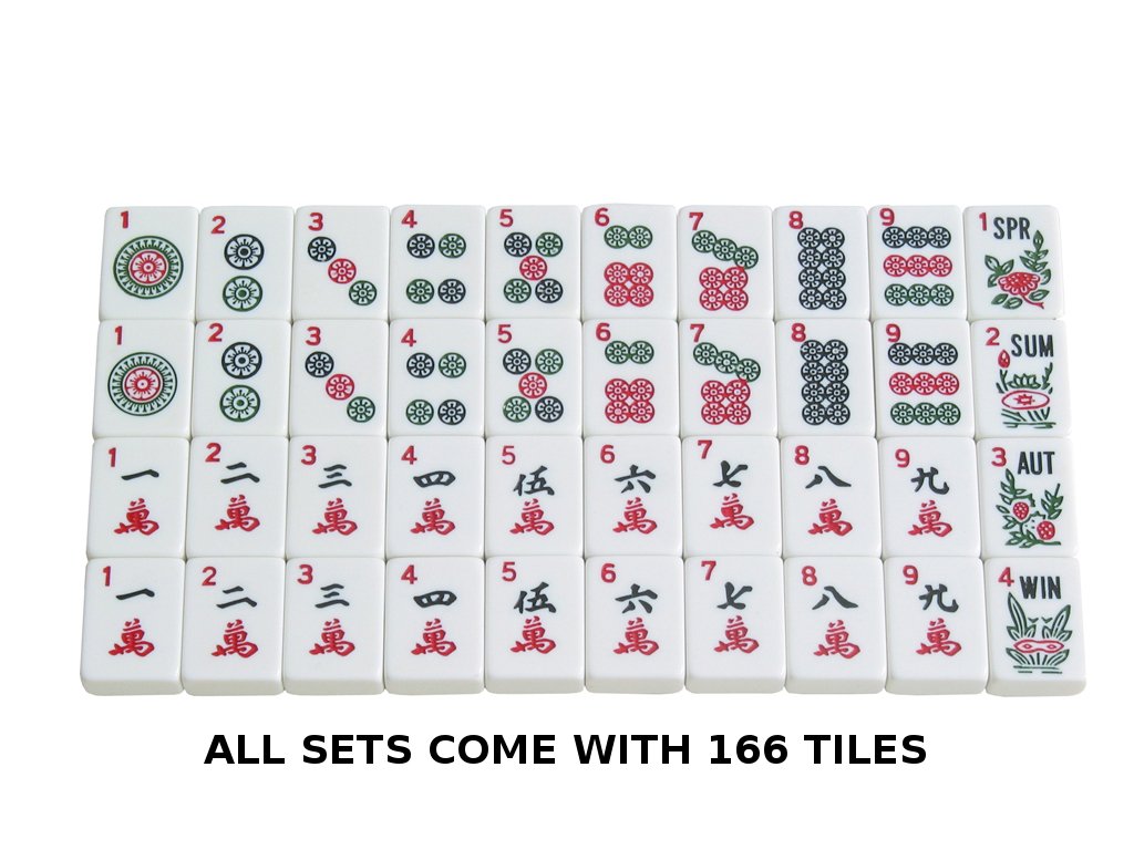 American Mahjong Set 166 White Tiles 4 All-in-One Rack/Pushers Blue Soft Bag H80535