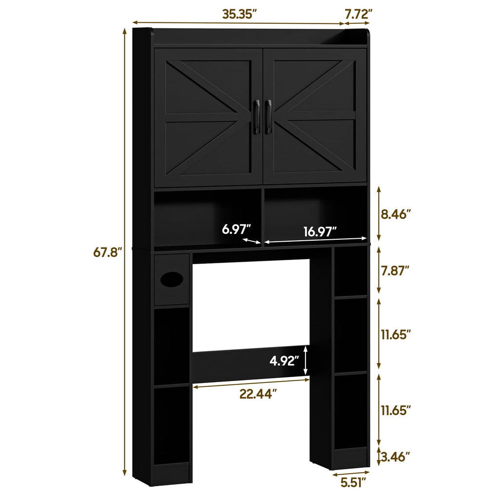 Over The Toilet Storage Cabinet with Barn Doors Q9356