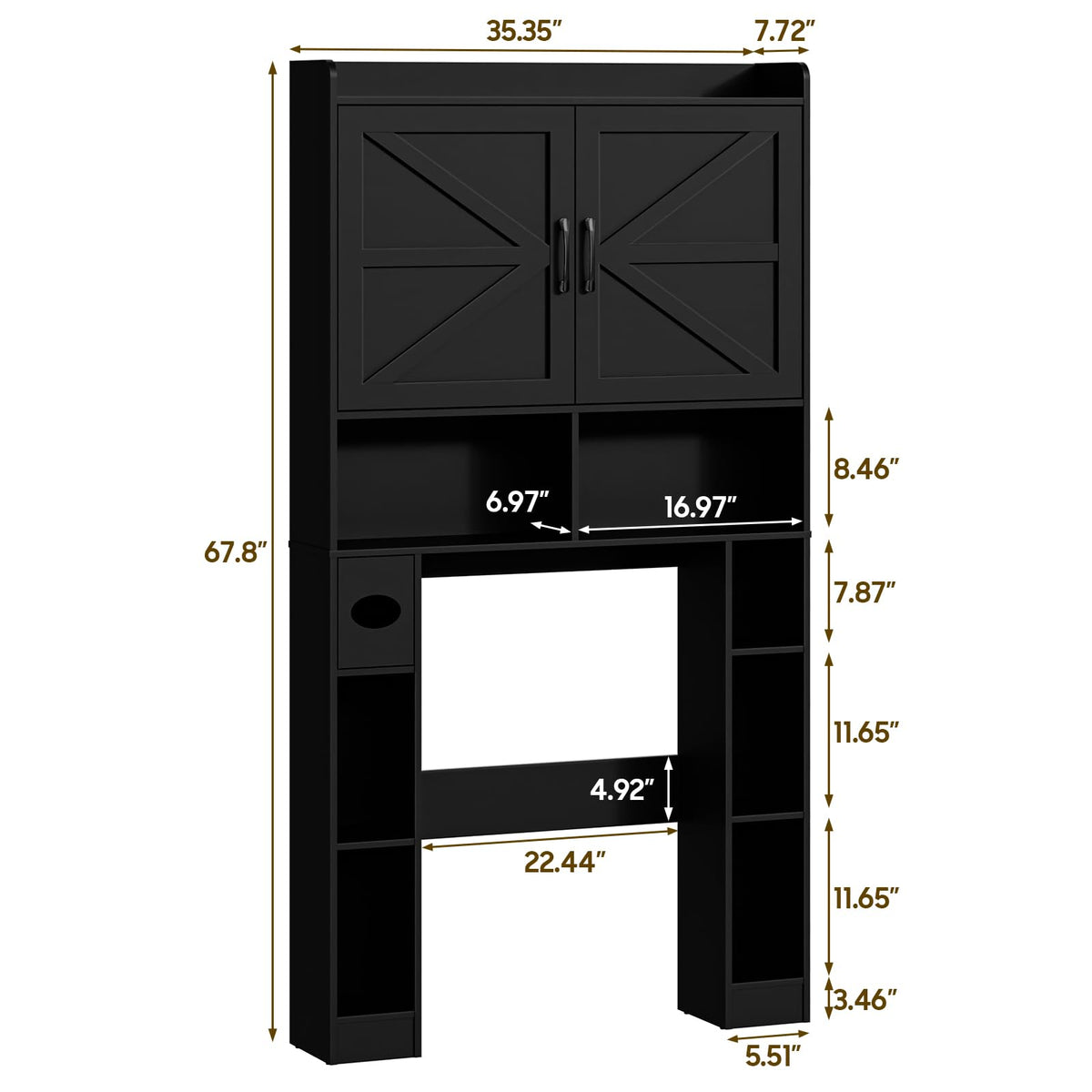 Over The Toilet Storage Cabinet with Barn Doors Q9356