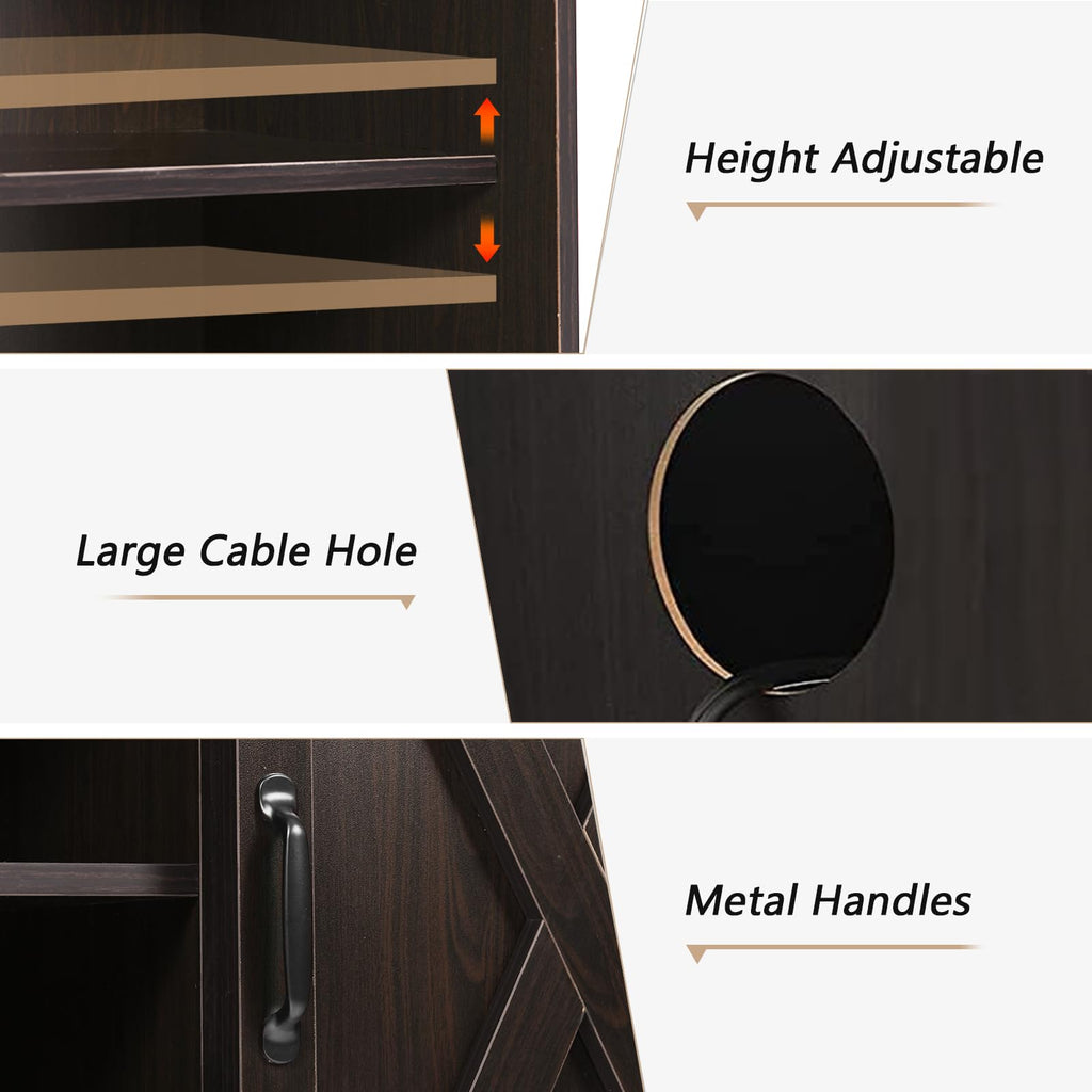 65 Inch TV Stand with Sliding Barn Doors F807817
