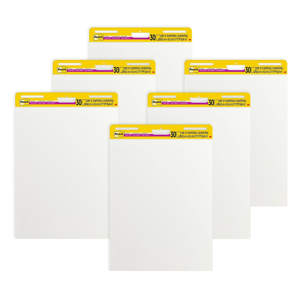 Super Sticky Wall Easel Pad, 25" x 30", 20 Sheets/Pad, 6 Pads/Pack K4541
