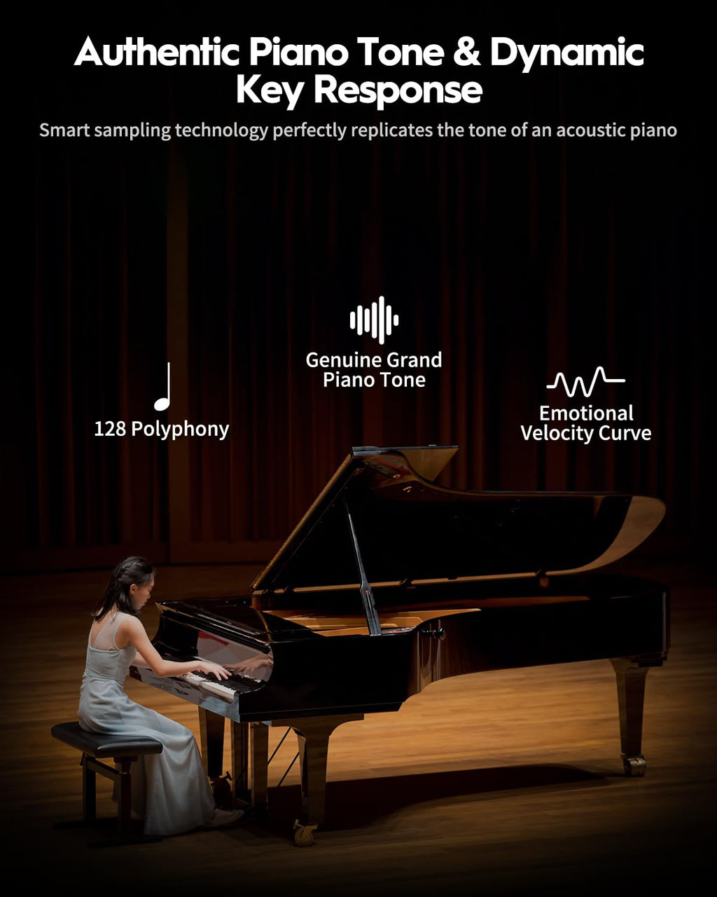 88 Keys Hammer-Action Fully Weighted Digital Piano with Furniture Stand H66374