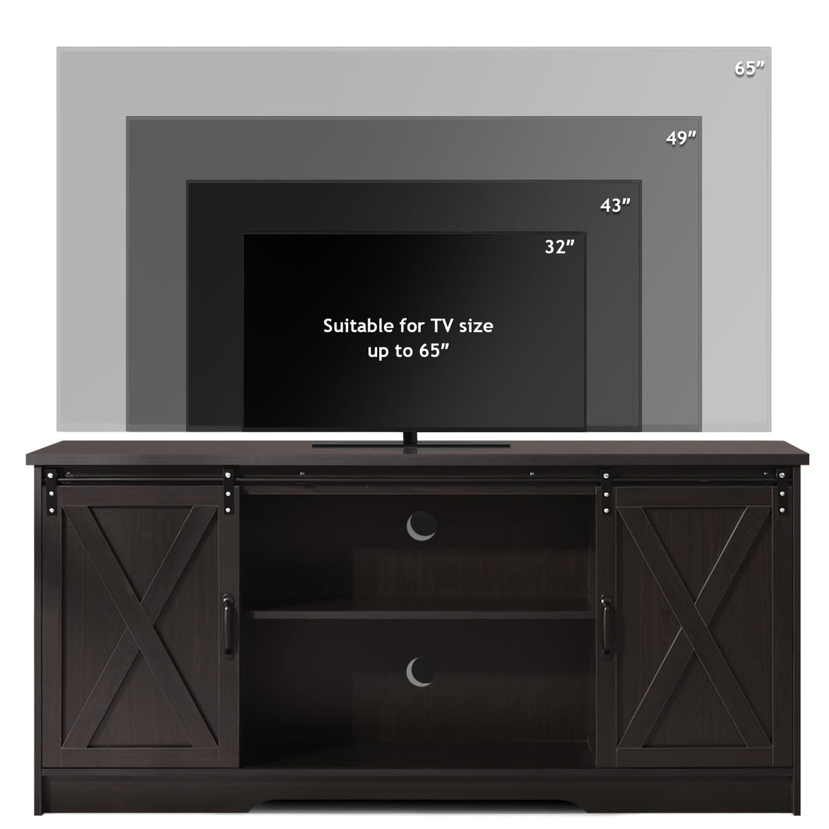 65 Inch TV Stand with Sliding Barn Doors F807817