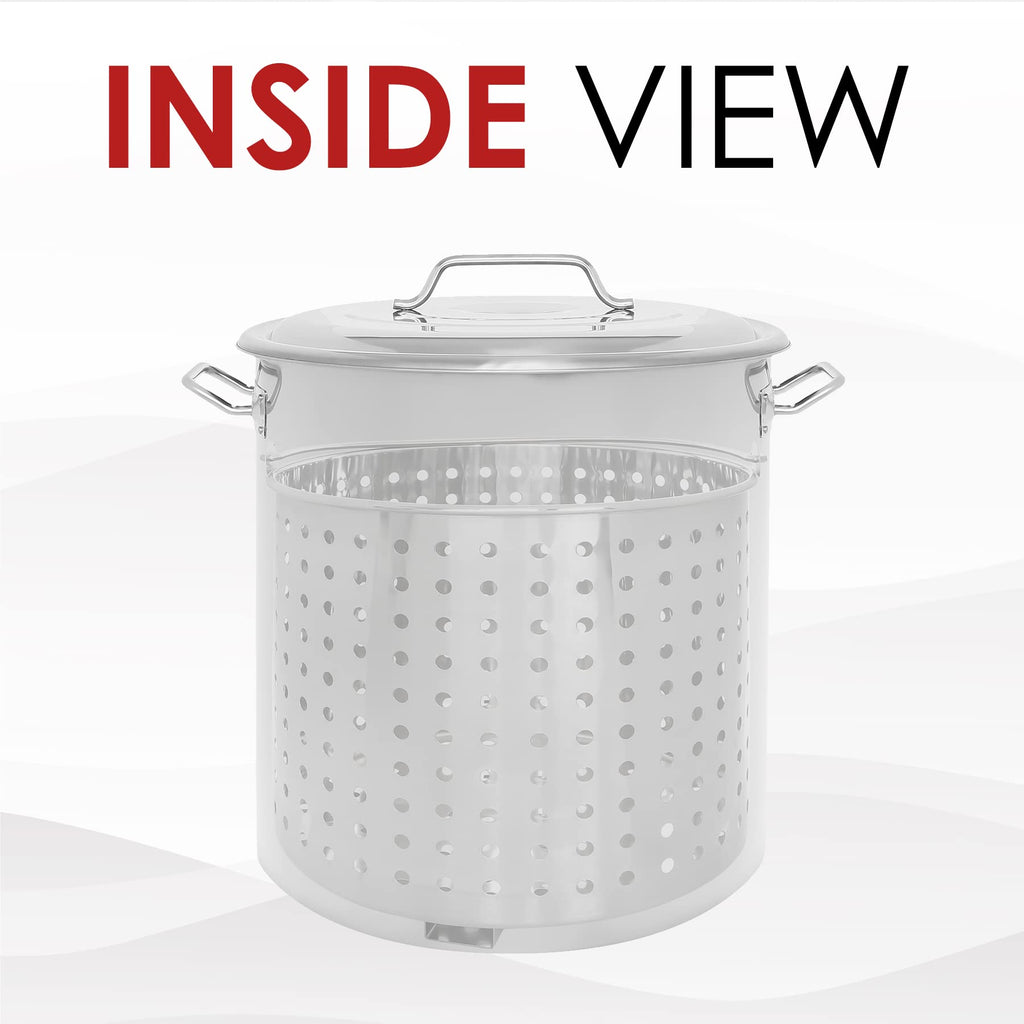 Stainless Steel Stock Pot with Steamer Basket 40 Quart U494