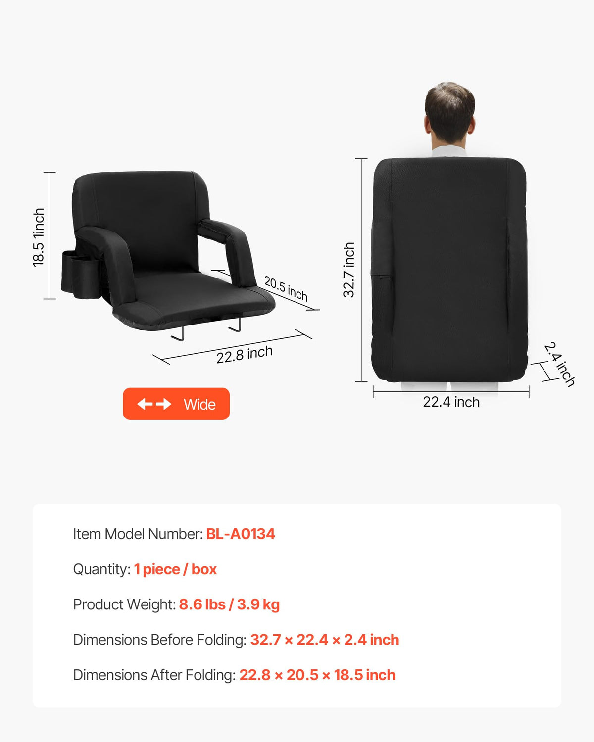 Folding Padded Stadium Seat with Cupholder F400