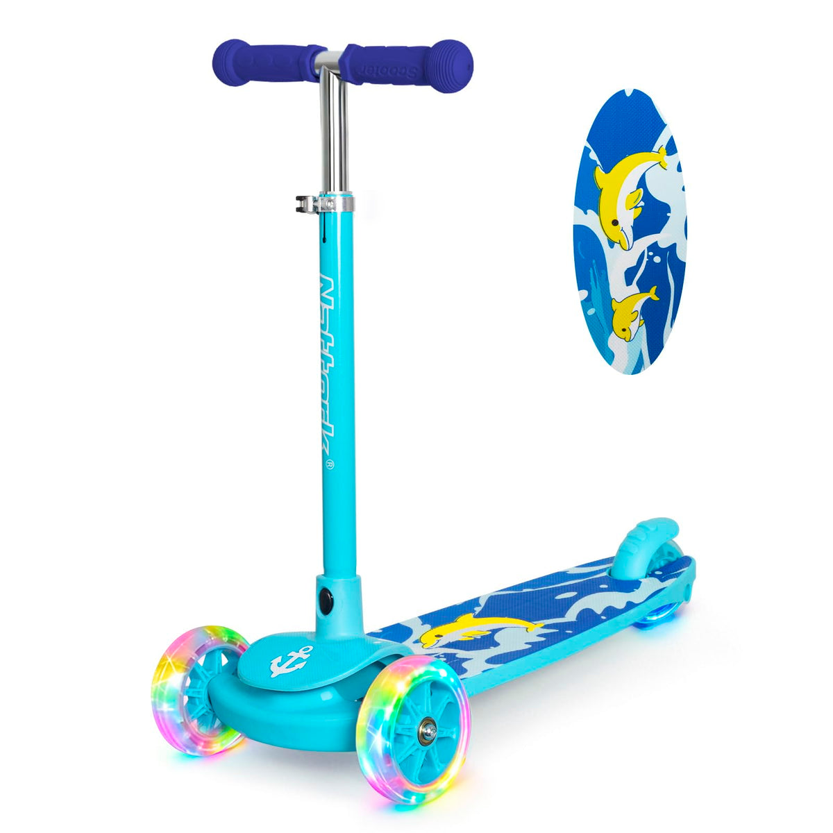 3-Wheel Toddler Kick Scooter with Light-Up Wheels Y294170
