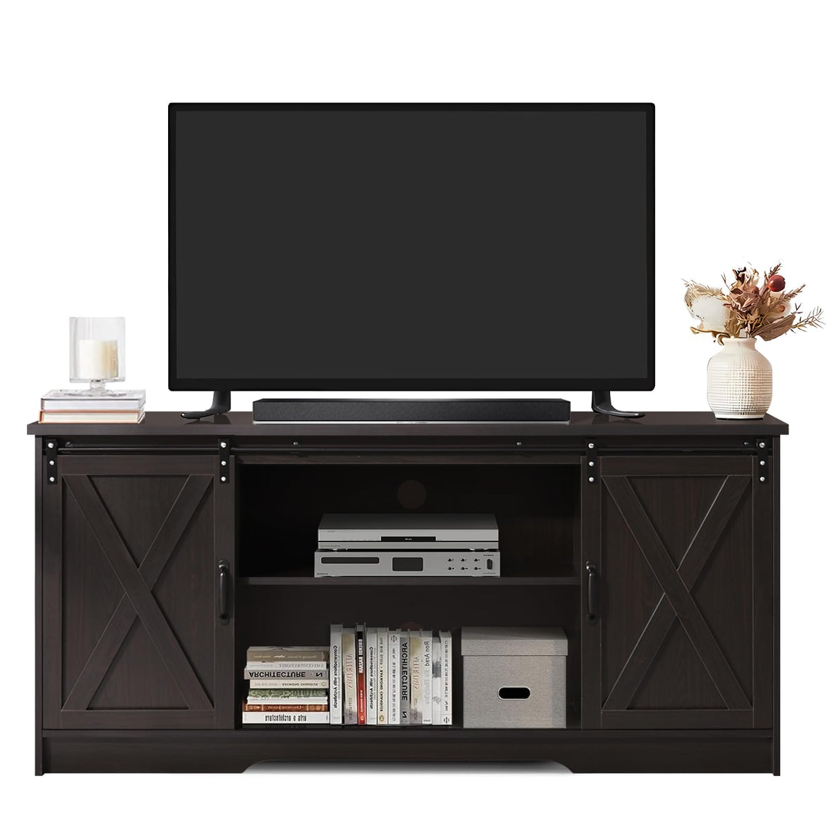 65 Inch TV Stand with Sliding Barn Doors F807817