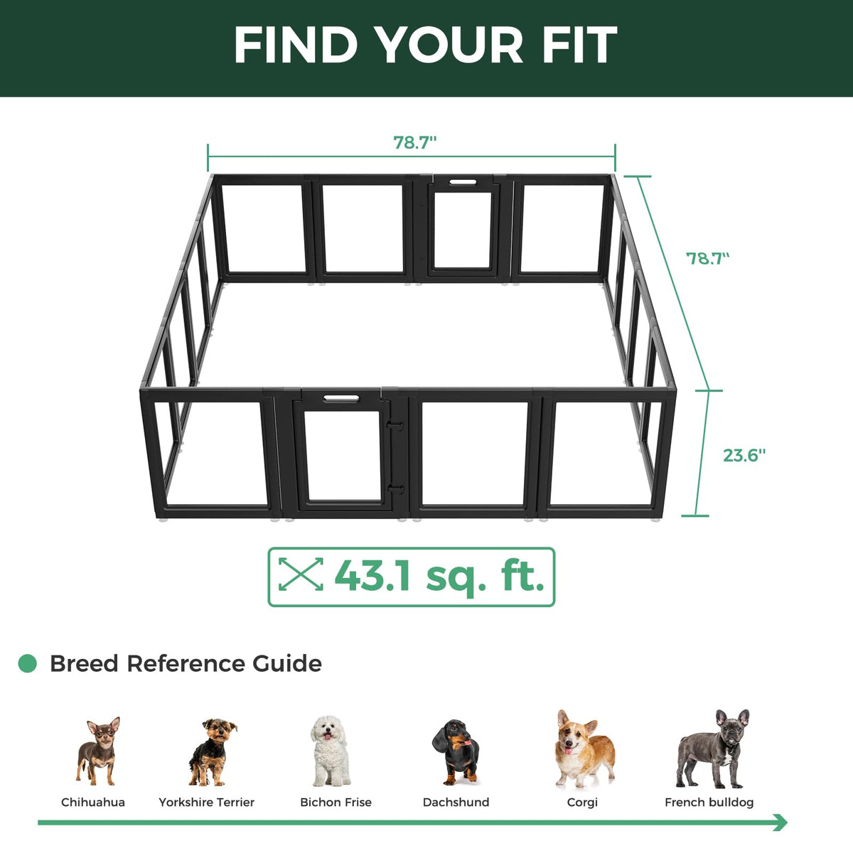 Clear Acrylic 24" H 16 Panels Dog Playpen Q935177