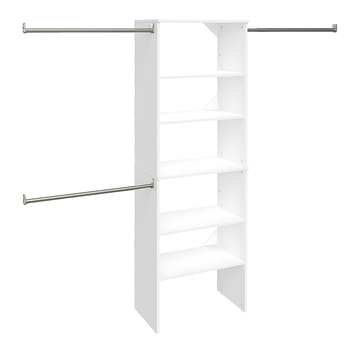 Wood Closet Organizer System with Tower and 3 Hang Rods and Shelving X307