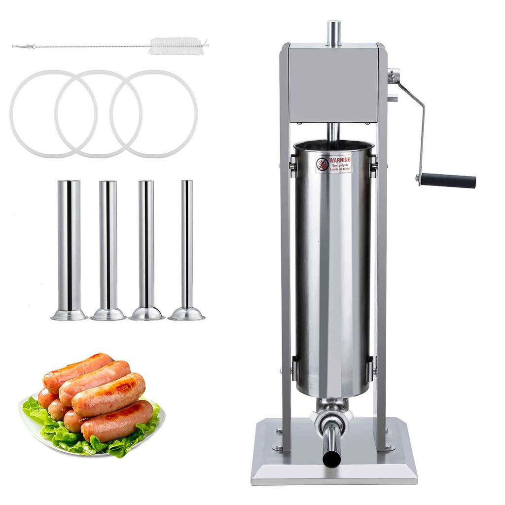 Manual Stainless Steel Sausage Stuffer with 4 Stuffing Tubes S2386