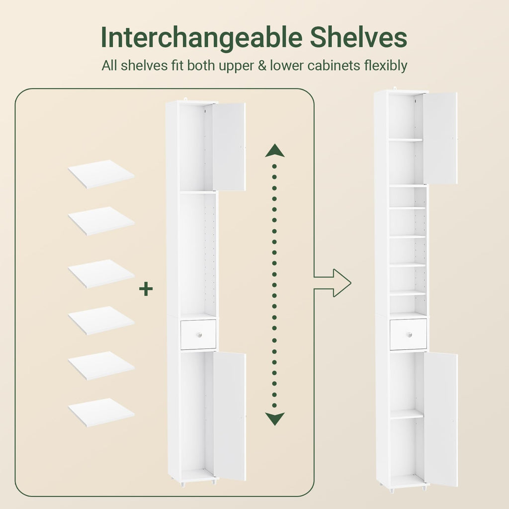 Narrow White Bathroom Storage Cabinet F835596