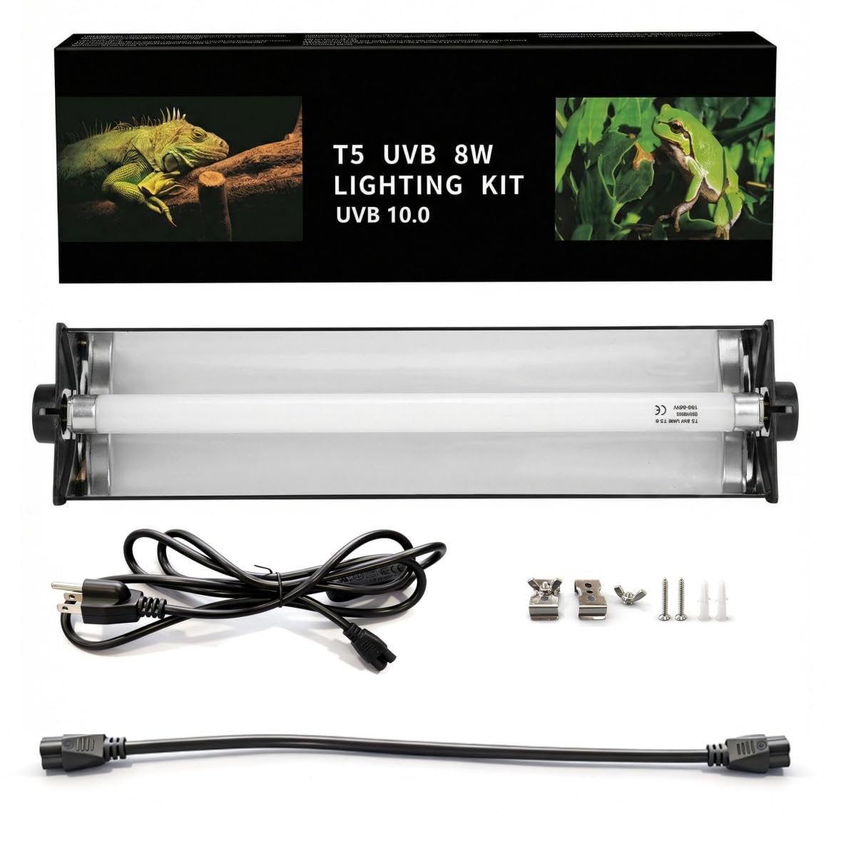 8W T5 UVB UVA Reptile Light Fixture and Bulb Kit J4980