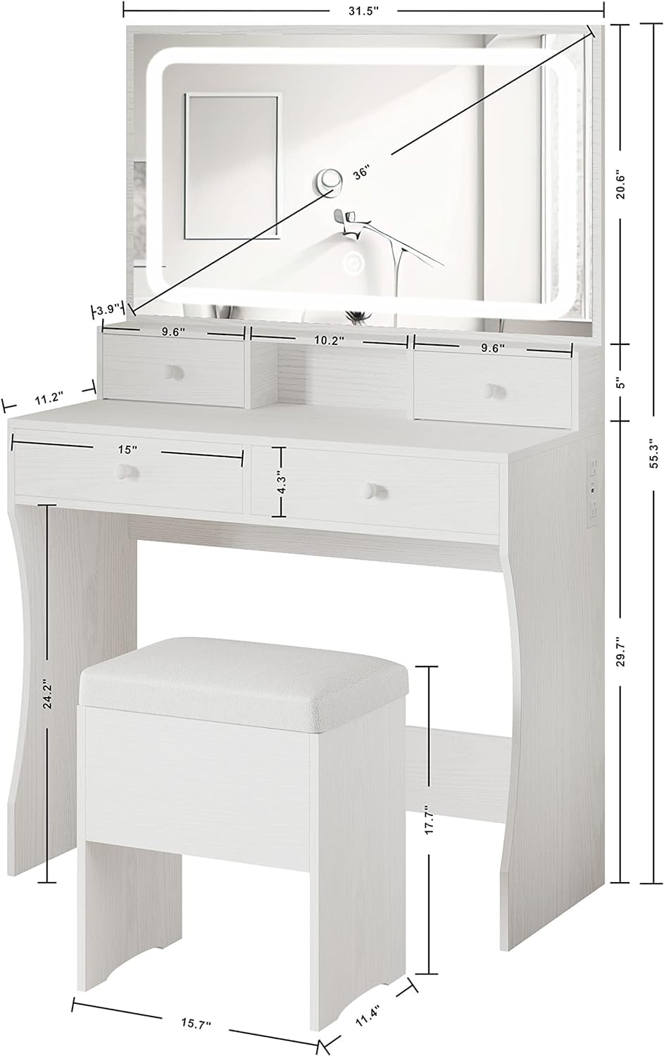 Vanity Desk with Charging Station R640561