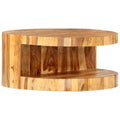 Solid Sheesham Wood Round Coffee Table with Storage Shelf K455