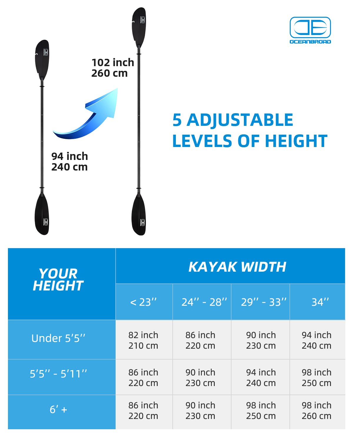 Adjustable Carbon Fiber Kayak Paddle N42908