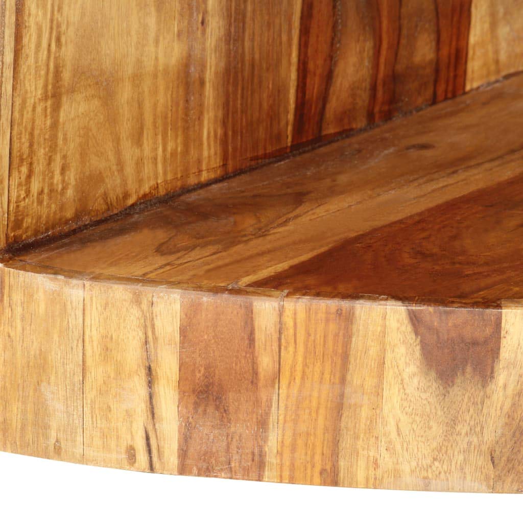 Solid Sheesham Wood Round Coffee Table with Storage Shelf K455