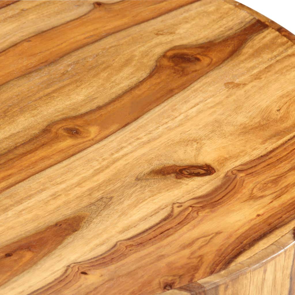 Solid Sheesham Wood Round Coffee Table with Storage Shelf K455