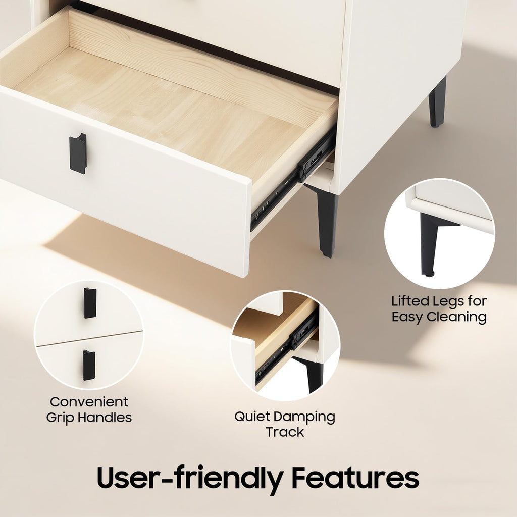 LED Nightstand with Charging Station and Drawers W7773