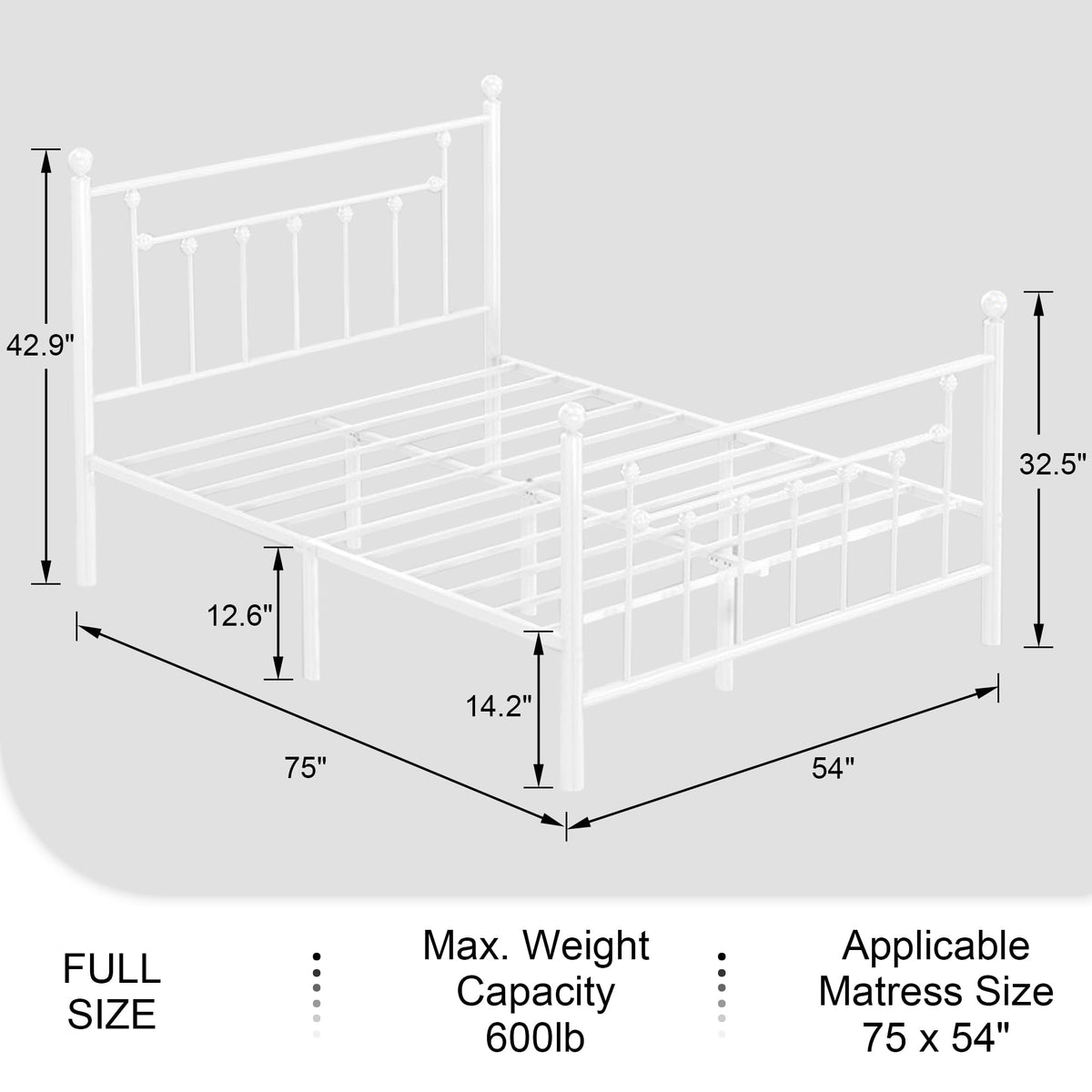 Full Size Metal Platform Bed Frame with Headboard and Footboard S32135