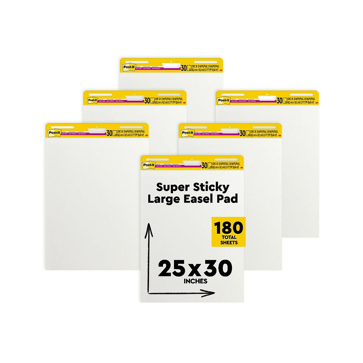 Super Sticky Wall Easel Pad, 25" x 30", 20 Sheets/Pad, 6 Pads/Pack K4541