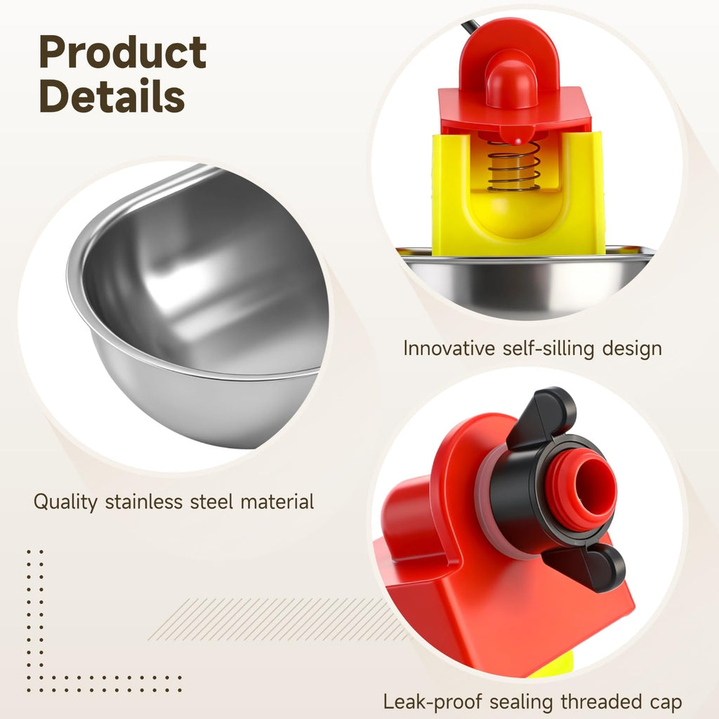 12 Pcs Stainless Self-Filling Chicken Water Cups N493811