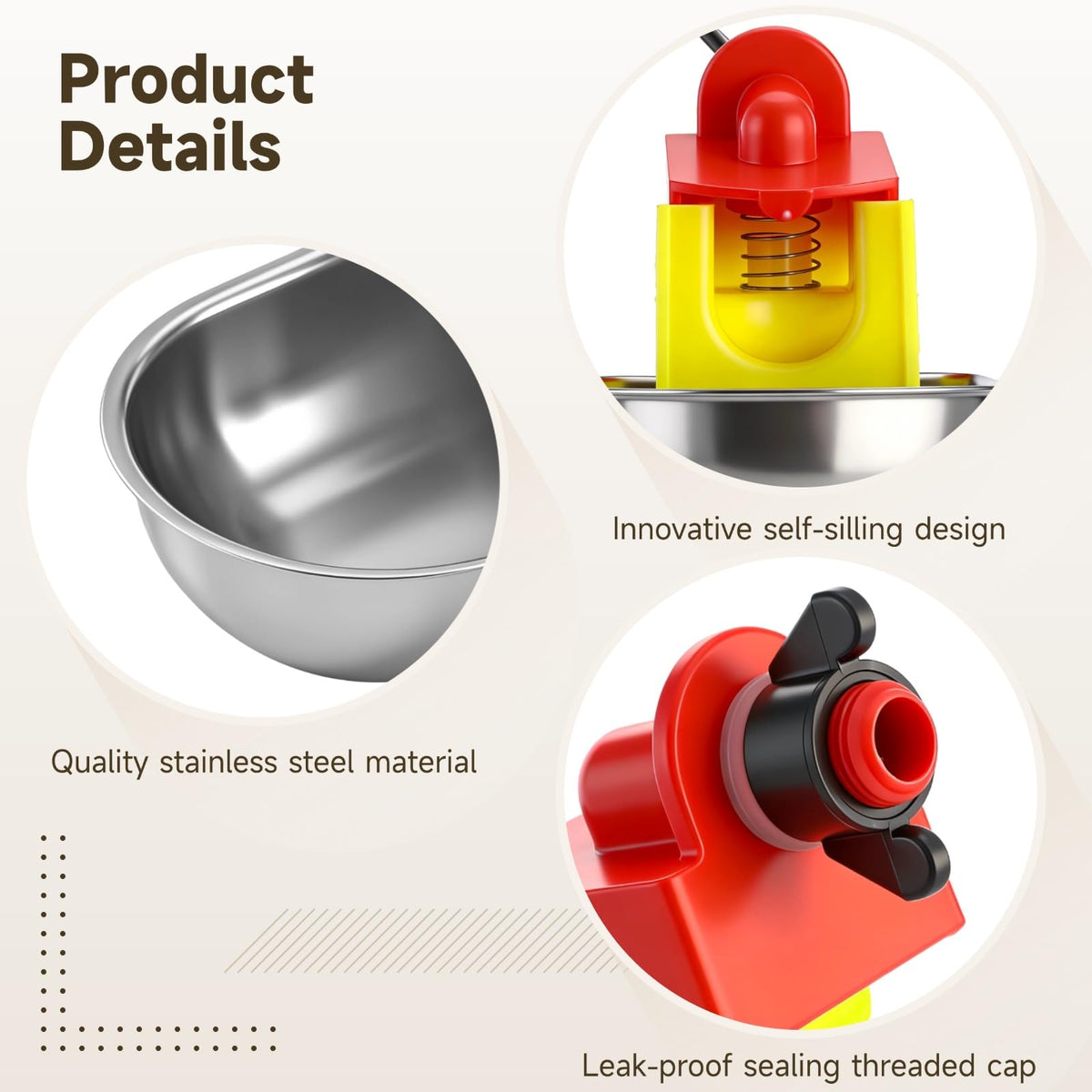 12 Pcs Stainless Self-Filling Chicken Water Cups N493811
