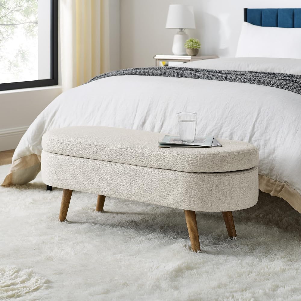 Oval Storage Bench with Rubber Wood Legs G59211