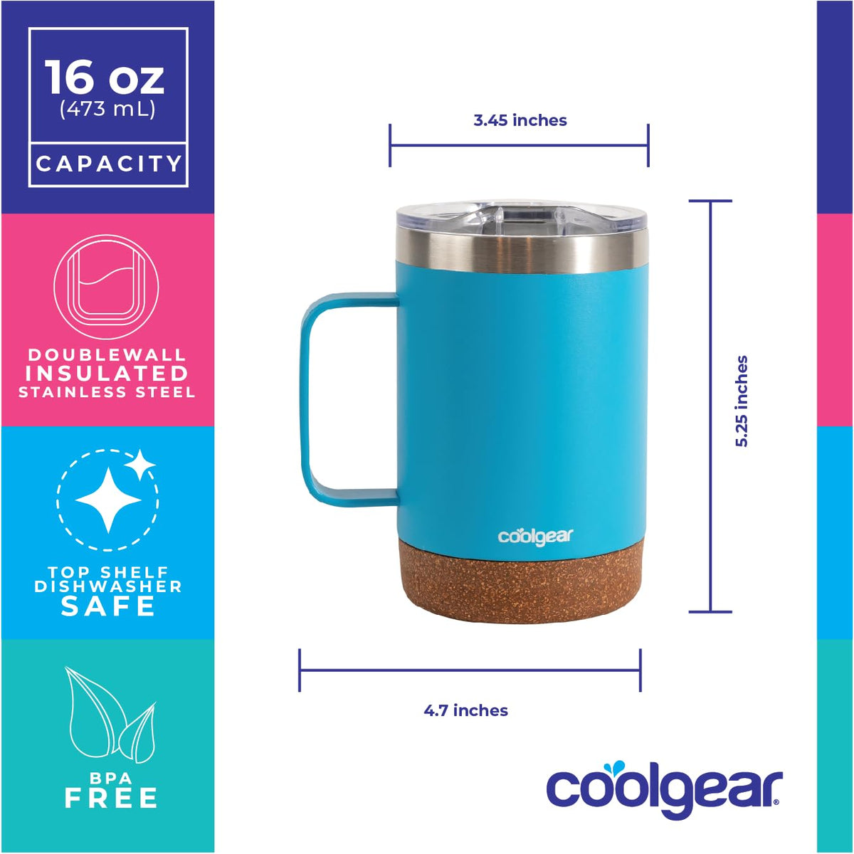 Stainless Steel Copper Lined Mug with Handle 2 Pack 16 oz Z8093