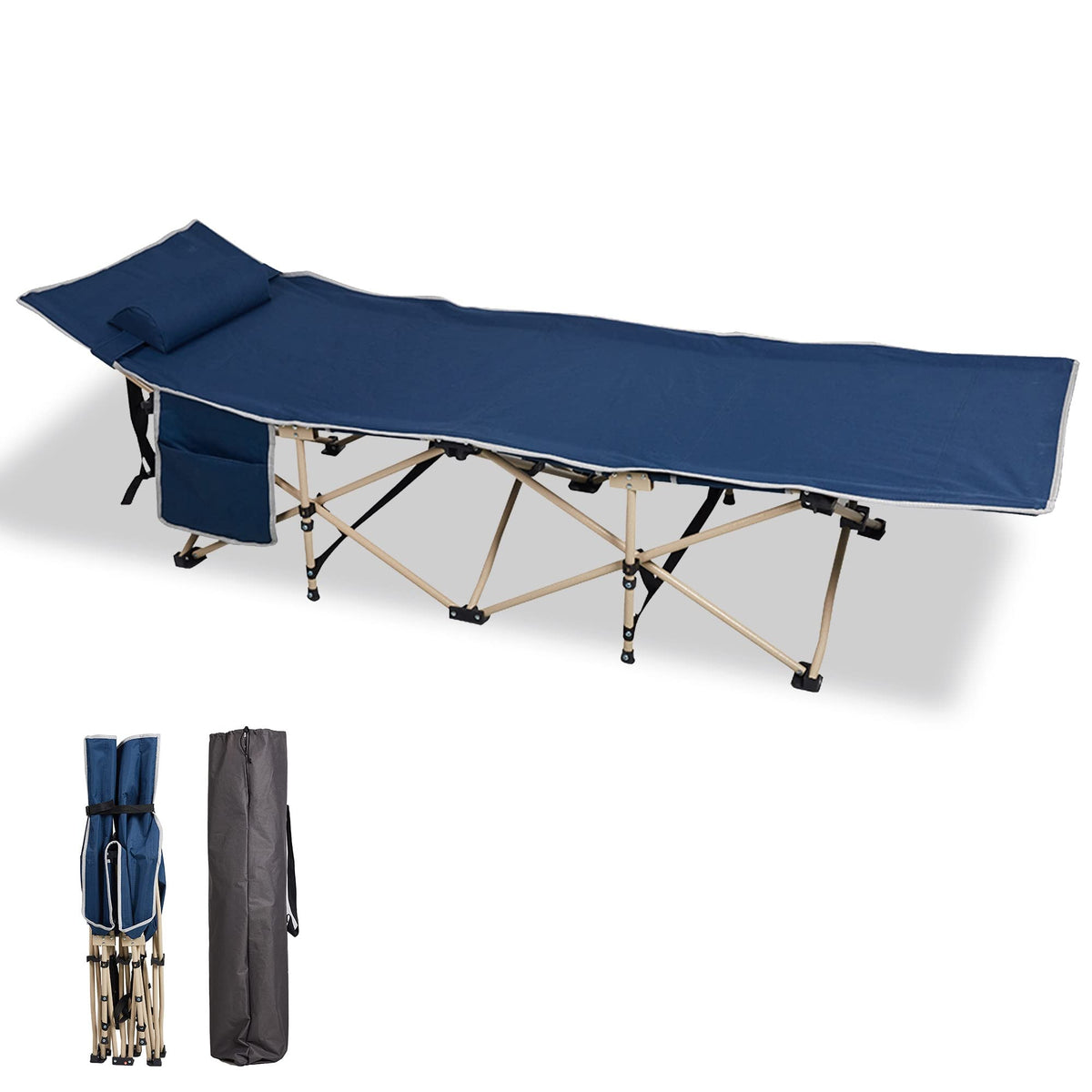 Folding Camping Cot with Carry Bag Pocket Pillow K9376