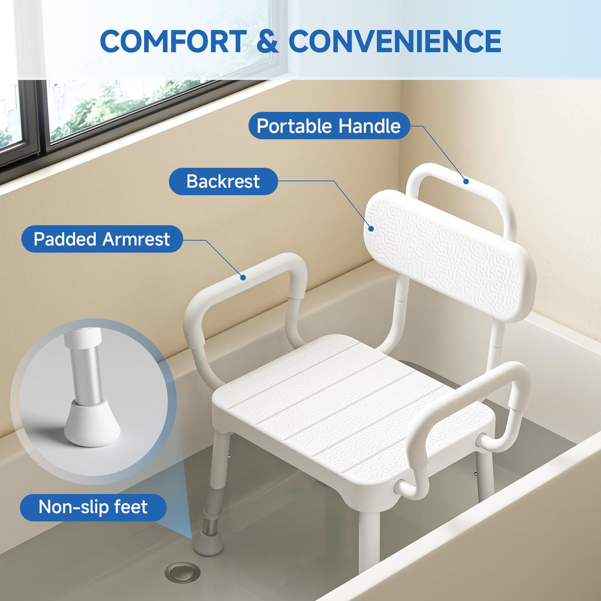 Shower Chair with Back & Arms T991629