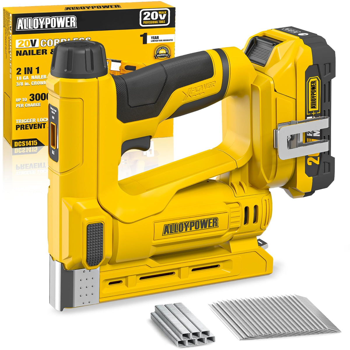 3/8'' Crown 18 Gauge 2 in 1 Cordless Brad Nailer/Electric Stapler with Battery & Charger B659119