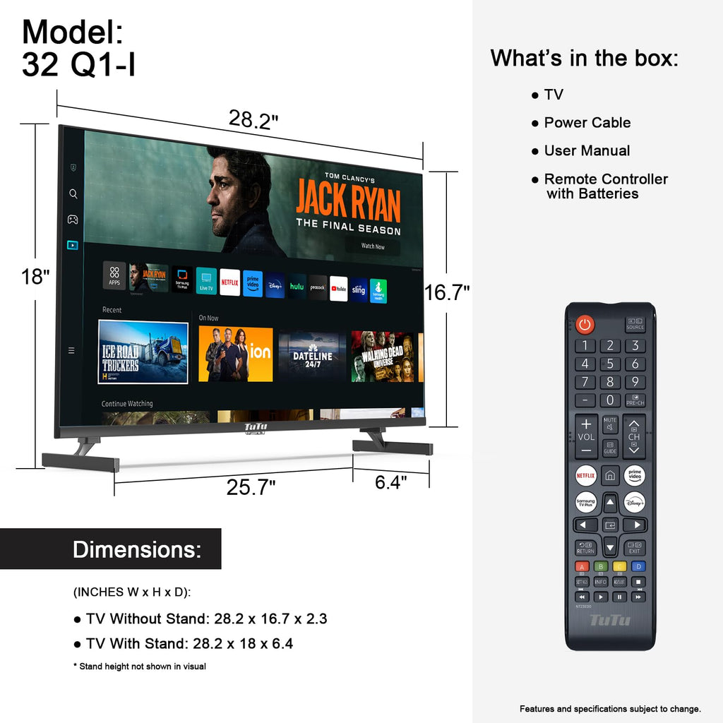 32 Inch FHD Smart TV 1080p Full HD Central Stand with HDR Dolby Audio A245