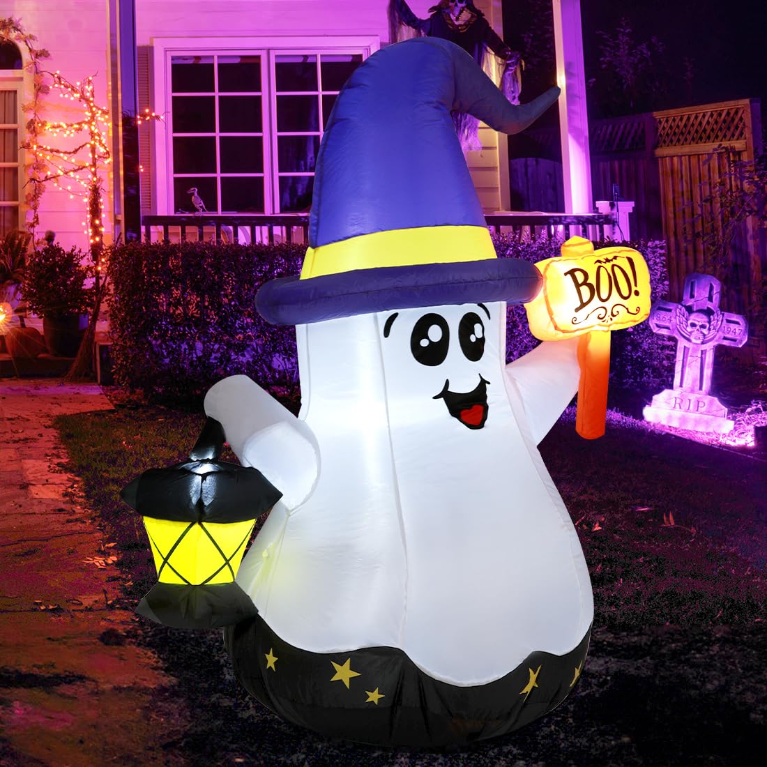5 FT Halloween Inflatables Ghost with Built-in LEDs S6201